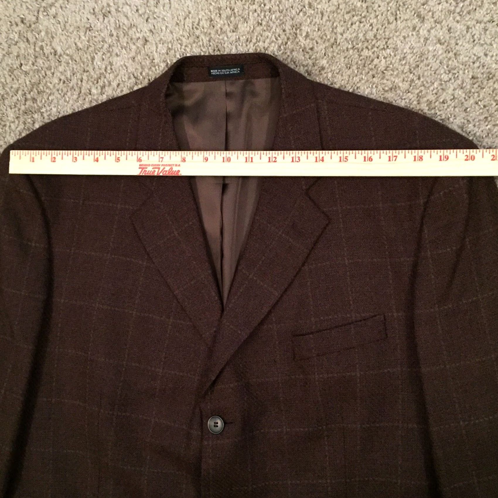 Stafford Stafford Mens Sport Coat Brown Check Wool 3-Button Single-Breasted Regular 44 Jacket Blazer, Notch Lapel, 2 Piece, Business, Wool, Size 44, Adult Mens Size 44R - 2 Thumbnail