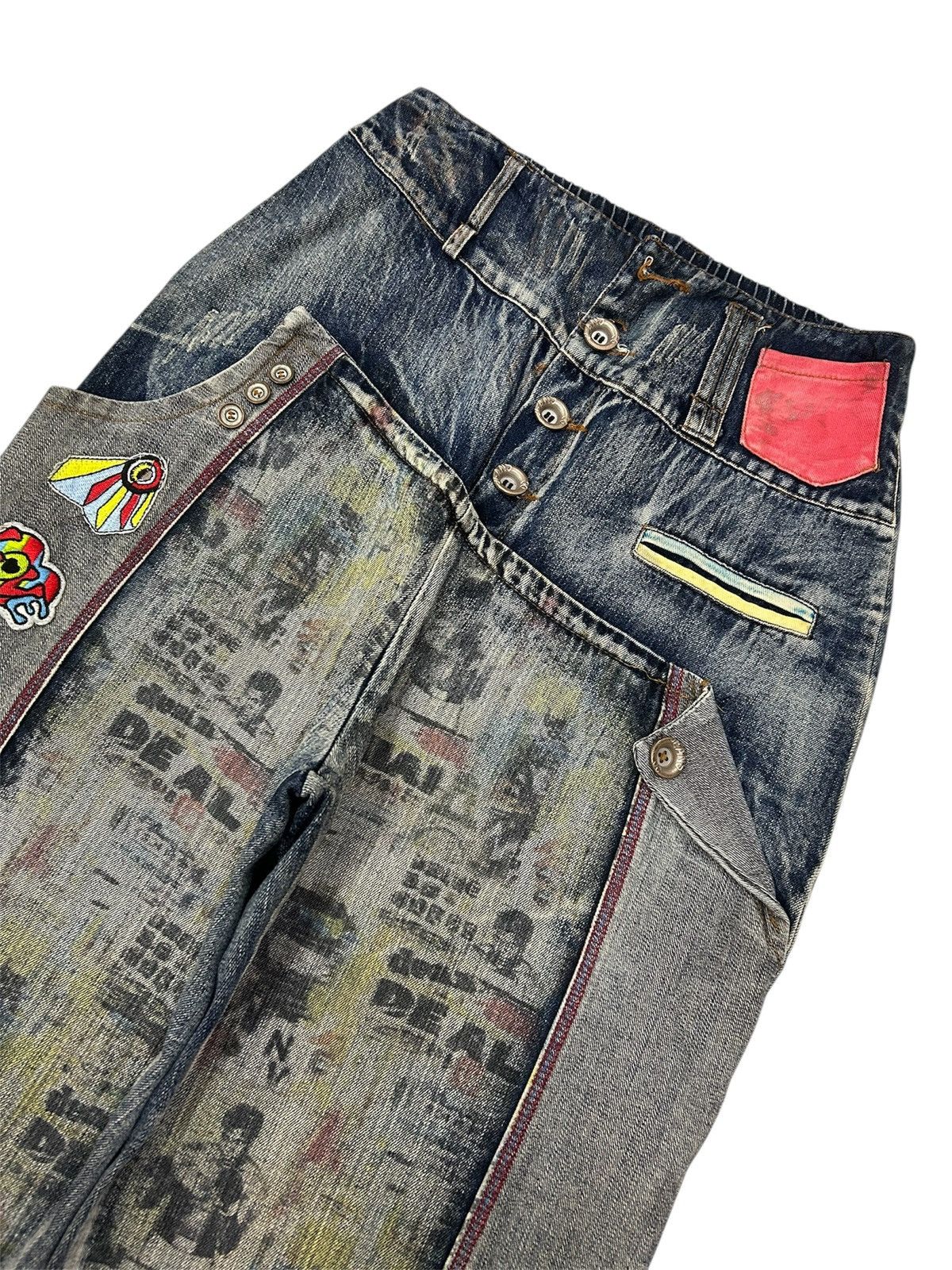 Japanese Brand Vintage Y2K Japanese Sick Artwork Denim Double Layer Jeans Size US 28 / EU 44 - 3 Thumbnail