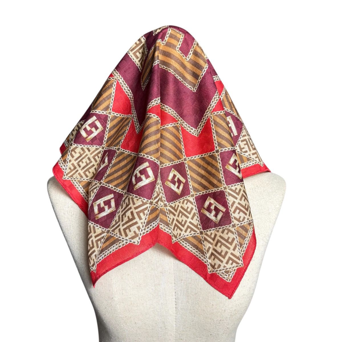 Fendi Fendi Monogram FF Logo Handkerchief Silk Scarf Size ONE SIZE - 1 Thumbnail