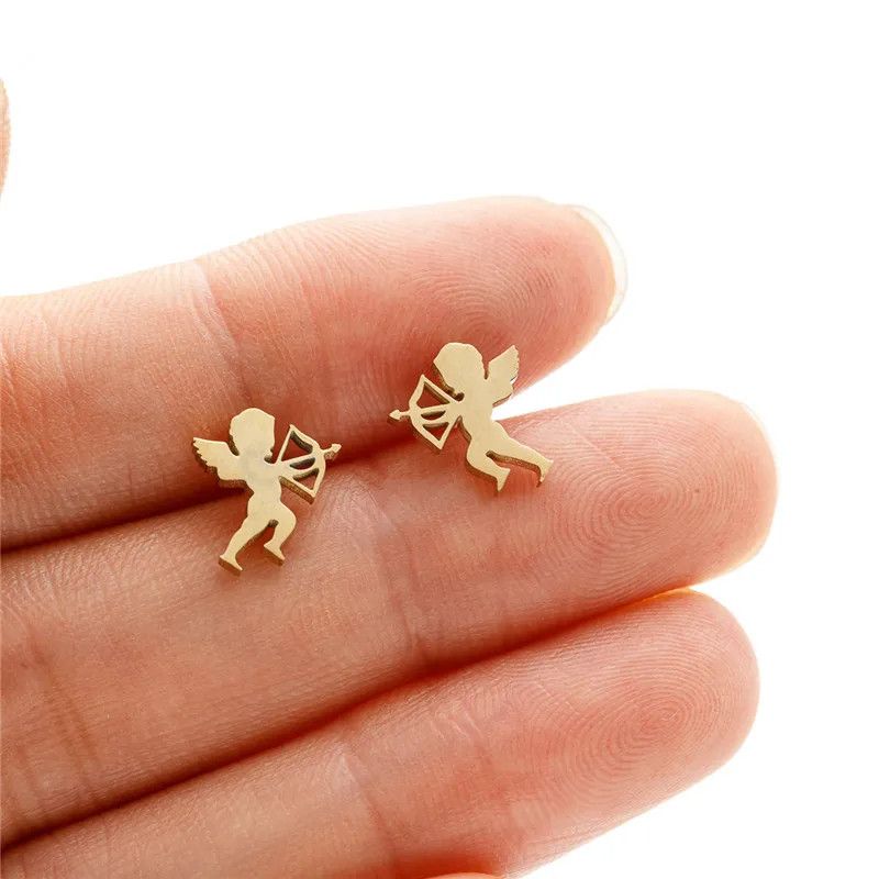 Jewelry Romantic Cupid Angel Stud Earrings Charm Earring Gift Size ONE SIZE - 2 Thumbnail