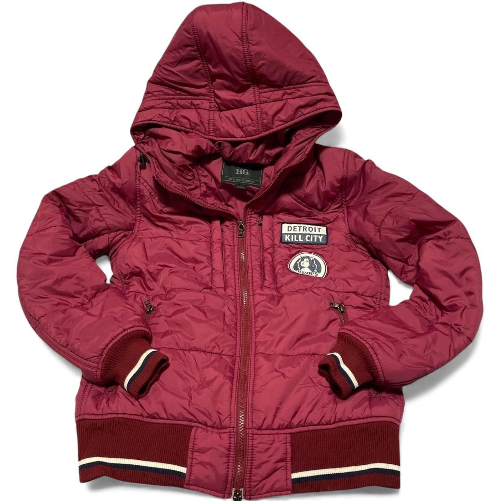 Hysteric Glamour Hysteric Glamour - Quilted Hooded Jacket Burgundy Size US M / EU 48-50 / 2 - 2 Thumbnail