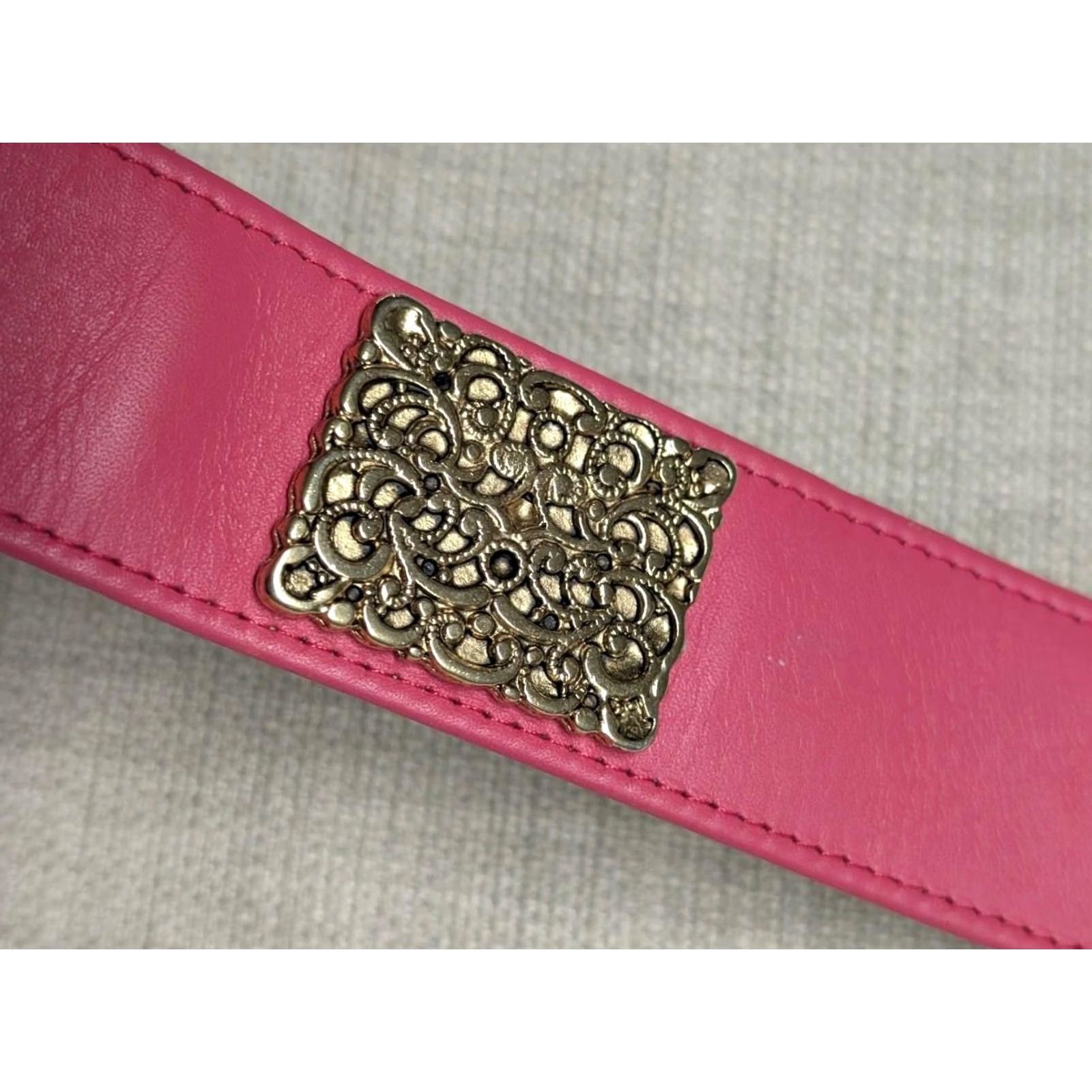Vintage VINTAGE 1980s MONDI Belt Pink Gold Leather Glam Madonna 32 Size ONE SIZE - 4 Thumbnail