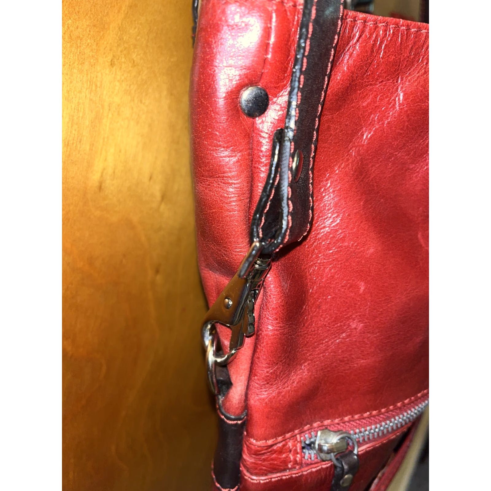 Vintage VINTAGE Nino Bossi Women's Crossbody Bag Leather Burgundy Medium Casual Business Shoulder Purse 12x14in Size ONE SIZE - 4 Thumbnail