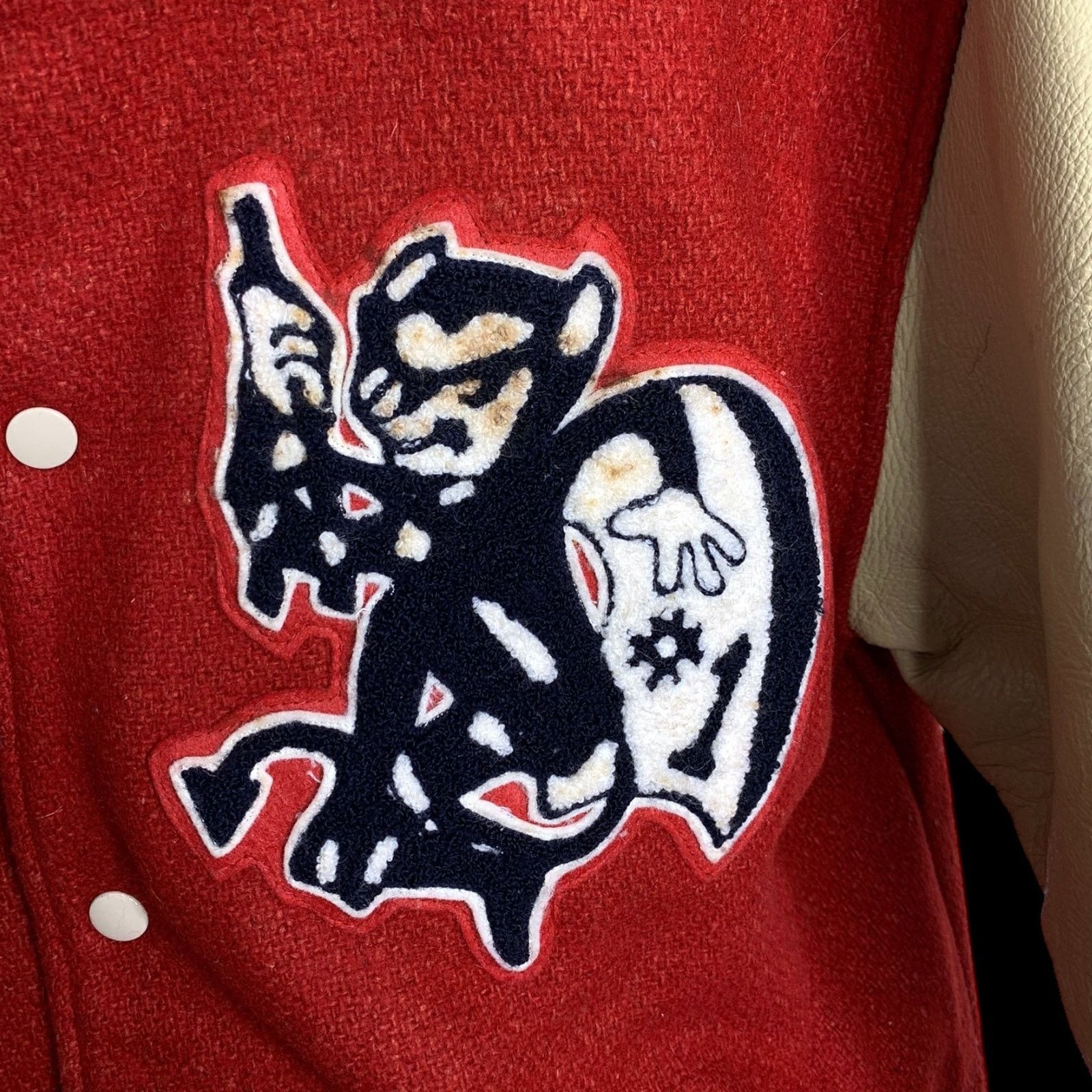 Japanese Brand HOUSTON | Vintage “DEVILS” Varsity Jacket | L (40) Size US L / EU 52-54 / 3 - 3 Thumbnail