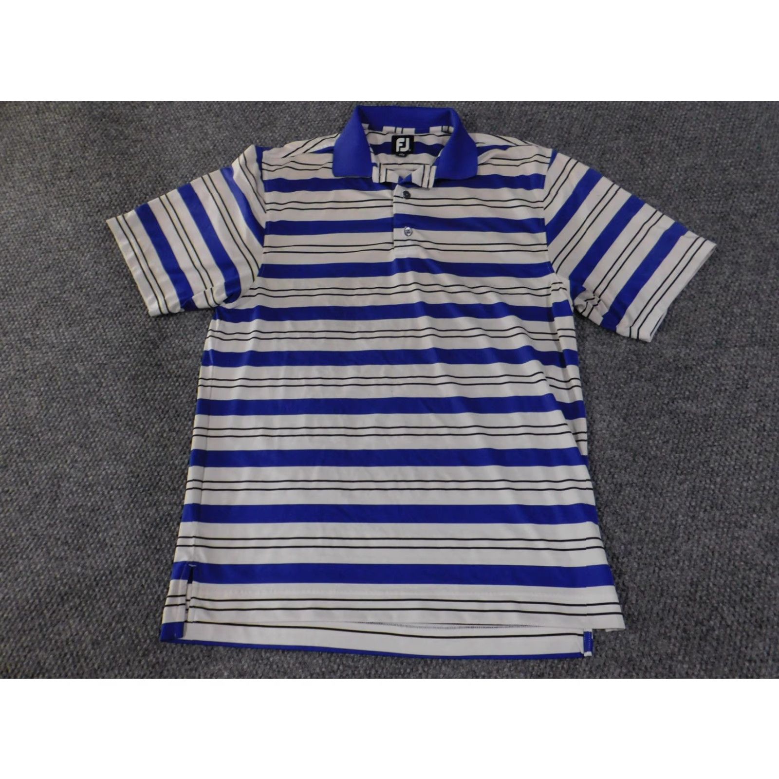 Footjoy FootJoy Polo Shirt Mens M Blue White Black Striped Golf Performance Stretch Shirt Size US M / EU 48-50 / 2 - 2 Thumbnail