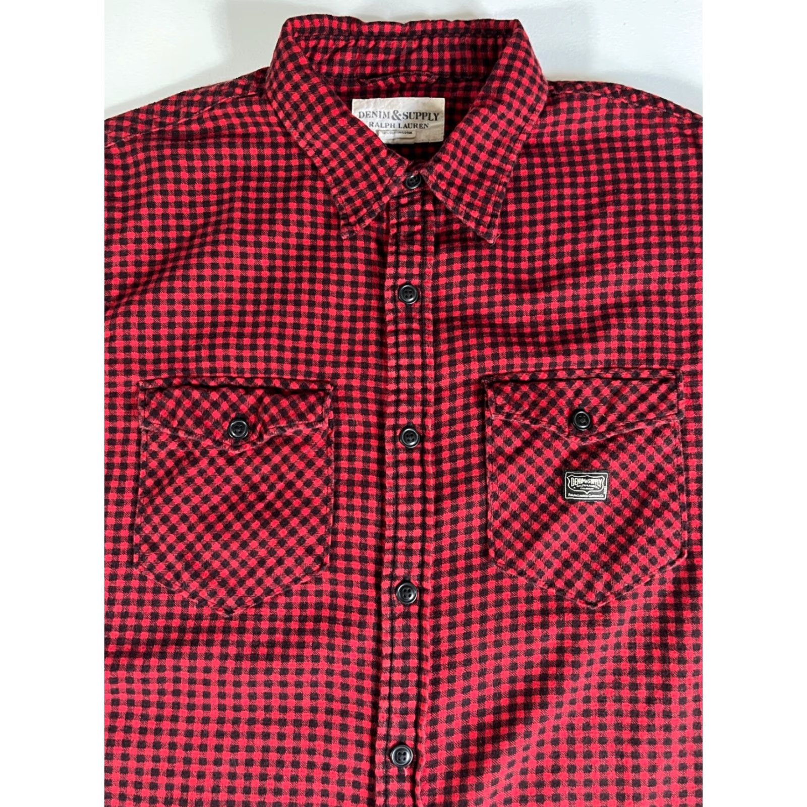 Vintage DENIM & SUPPLY RALPH LAUREN Men’s Button-Up Flannel Shirt Gingham Sz M Red Black Check Long Sleeve Casual Classic Pockets Mens Size US M / EU 48-50 / 2 - 6 Thumbnail