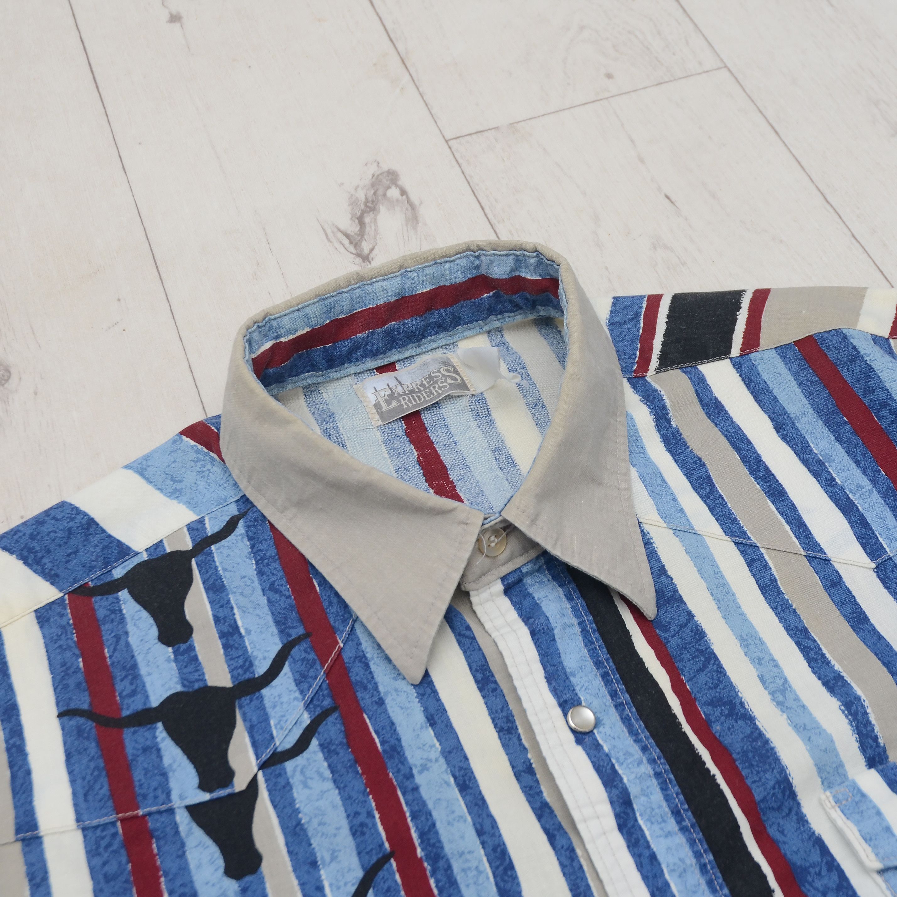 Vintage Vintage Express Rider Western Striped Shirt USA Cowboy Style Size US L / EU 52-54 / 3 - 9 Thumbnail