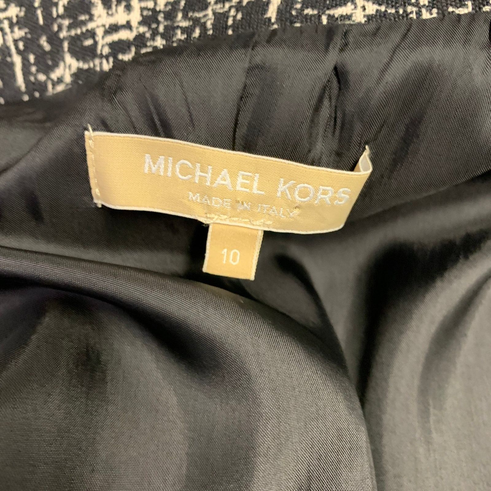 Michael Kors Size 10 Black White Wool Tweed Shift Dress Jacket Set Size L / US 10 / IT 46 - 8 Thumbnail