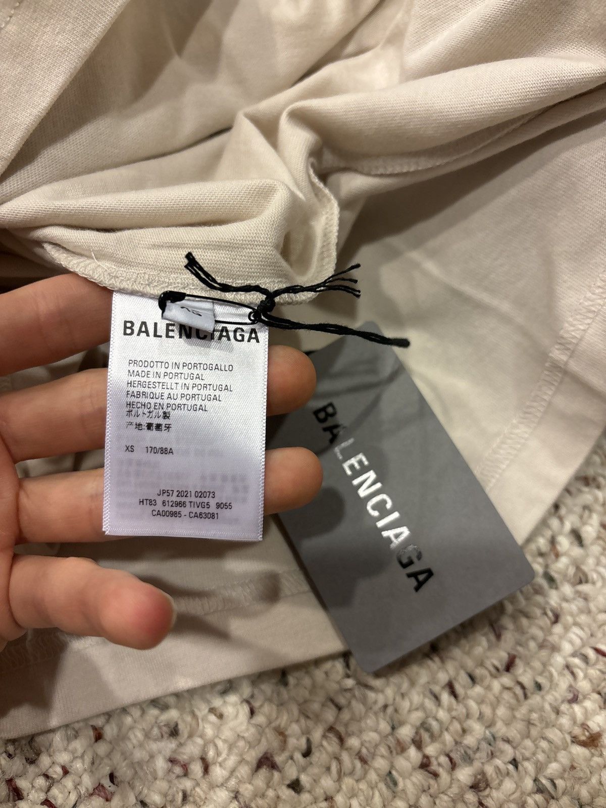 Balenciaga Balenciaga Cream/Blue Spellout Logo Tee Size US M / EU 48-50 / 2 - 6 Thumbnail