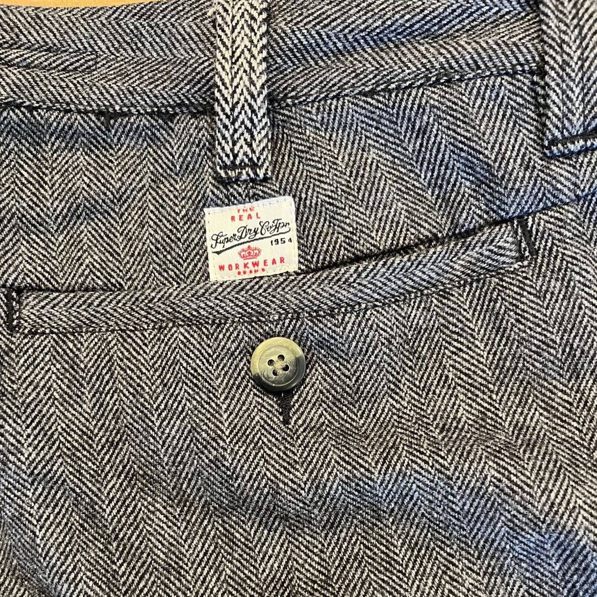 Superdry × Vintage SuperDry flat-front pants in herringbone pattern black+grey Size US 36 / EU 52 - 5 Thumbnail