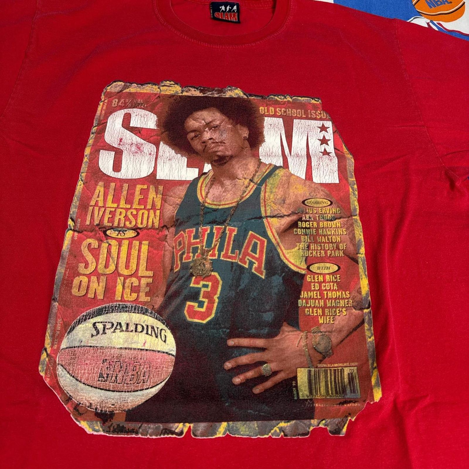 NBA × Vintage Y2K 2000s NBA Allen Iverson Philadelphia 76ers Slam T-Shirt Size US XL / EU 56 / 4 - 3 Thumbnail