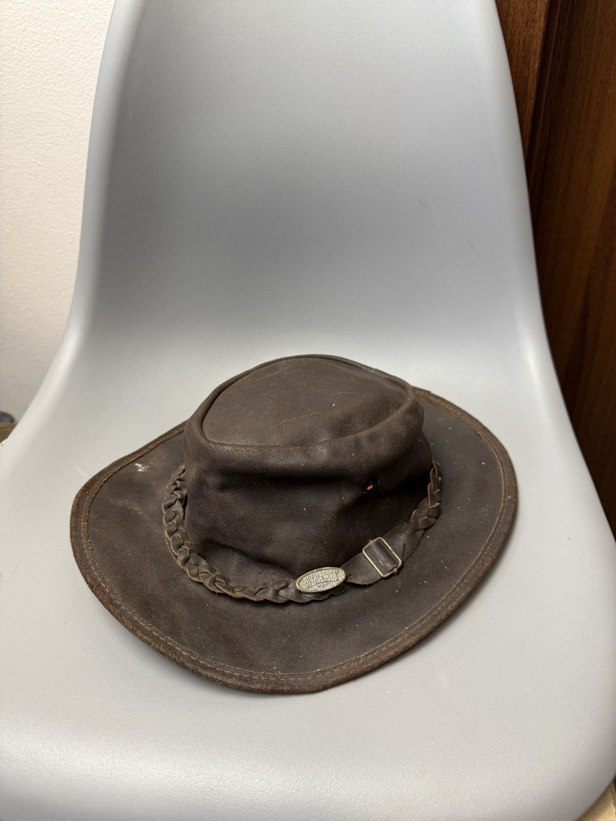 Leather American Cowboy Hat Australian Western Aussie Brown Leather Size ONE SIZE - 1 Thumbnail
