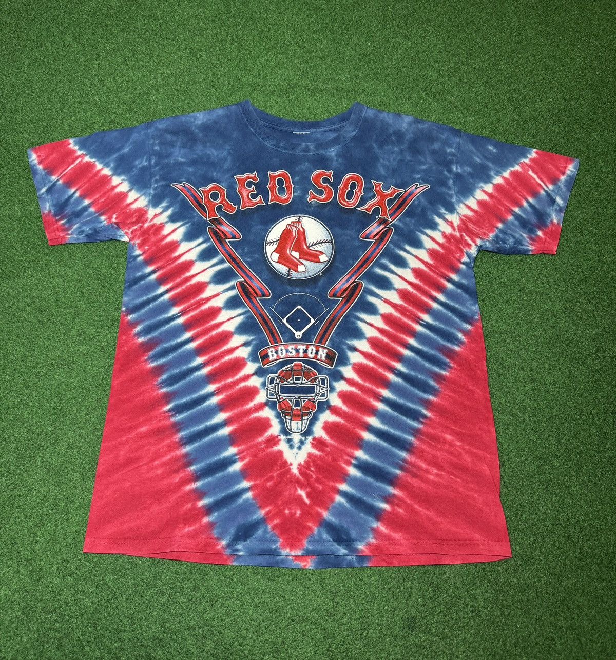 Liquid Blue Y2K Boston Red Sox Tie Dye Retro Large Baseball T Shirt Size US L / EU 52-54 / 3 - 1 Thumbnail