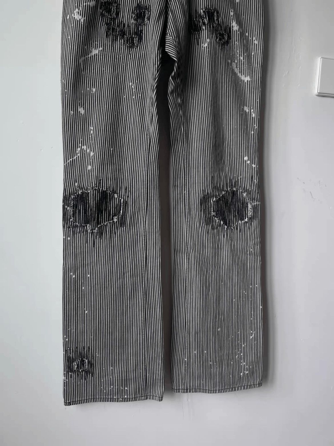 Number (N)ine Sz 2 Number Nine 01AW Distressed Stripe Denim Size US 28 / EU 44 - 5 Thumbnail