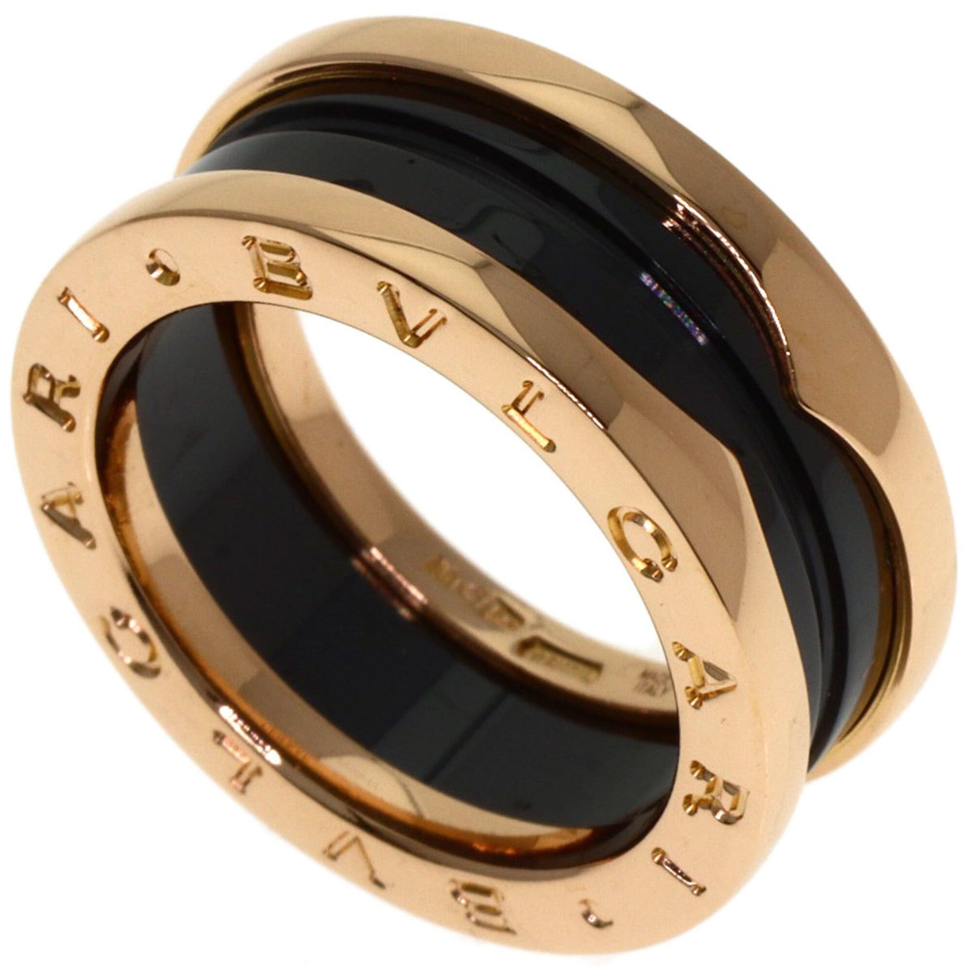 Bvlgari BVLGARI B-zero1 2-band Black Ceramic Ring #51 18K Pink Gold Women's Size ONE SIZE - 1 Thumbnail