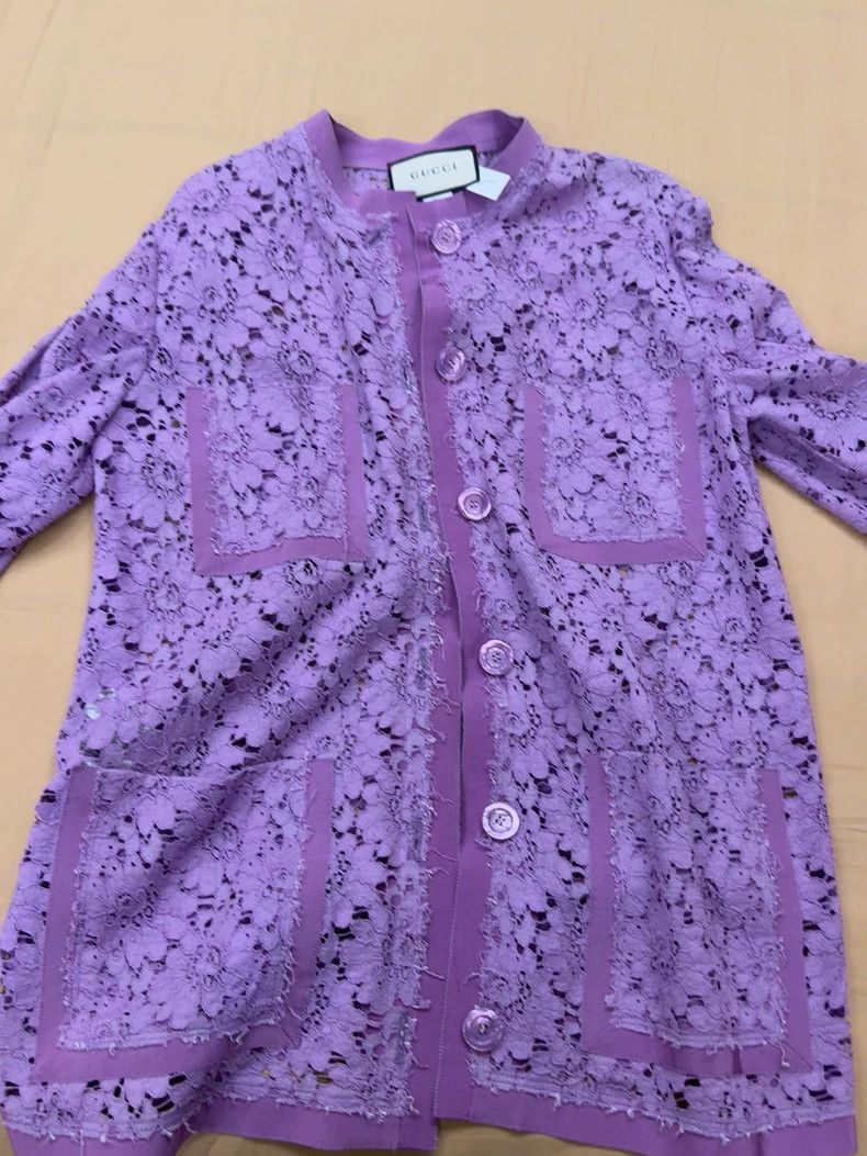 Gucci Gucci Lace Jacket in Light Purple Color Size US L / EU 52-54 / 3 - 1 Thumbnail