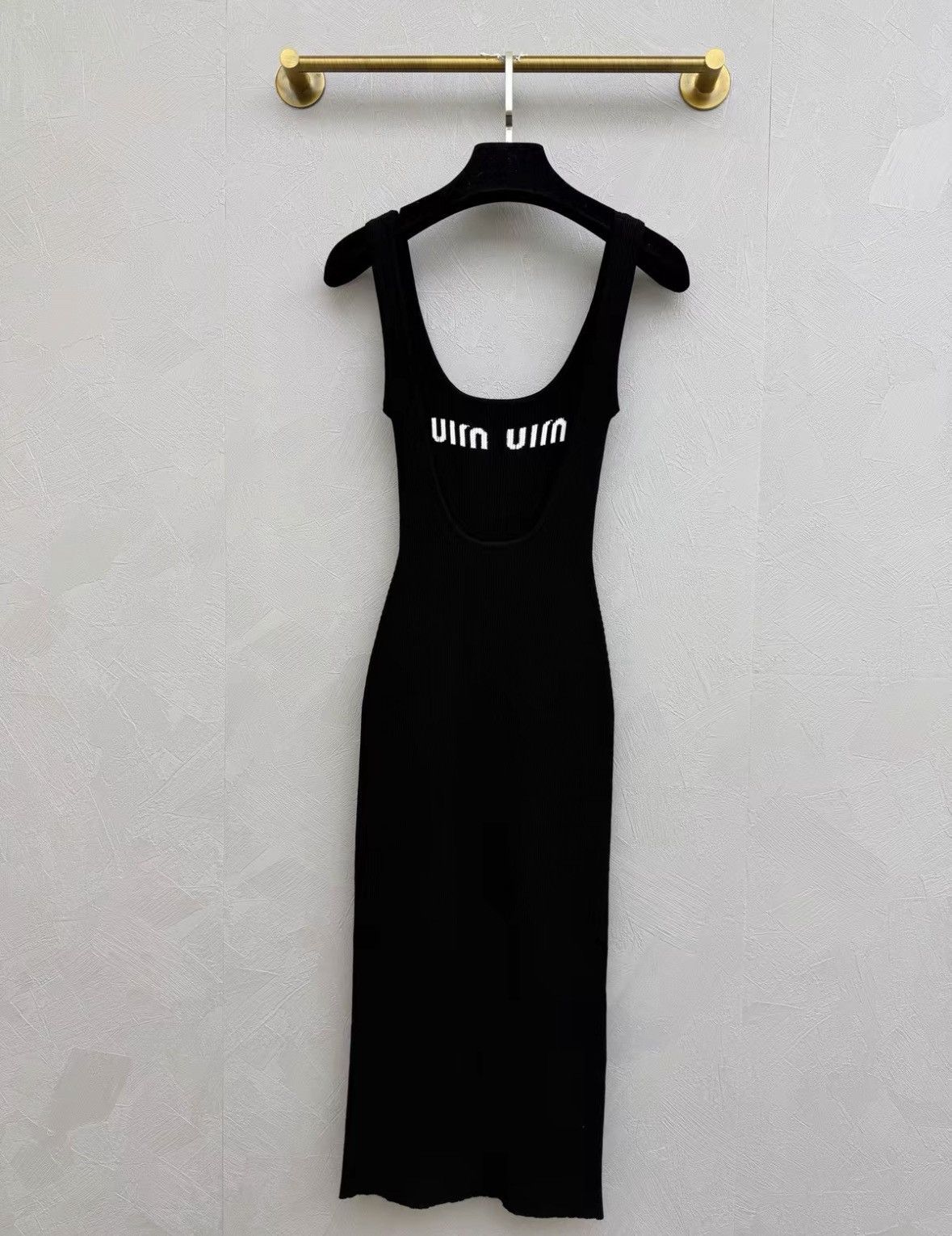 Miu Miu Black Logo Knit Vest Dress.