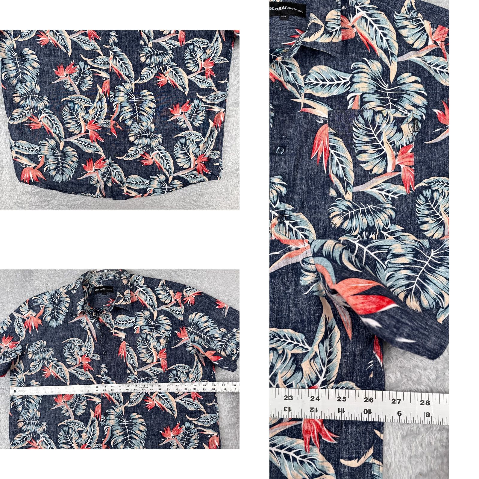 CO Molokai Surf Co Men's Hawaiian Shirt, Short Sleeve, 2XL, Blue, Floral Palm Bird of Paradise, Cotton Button-Up, Casual Beachwear, 90s Inspired, Mens Size US XXL / EU 58 / 5 - 8 Thumbnail