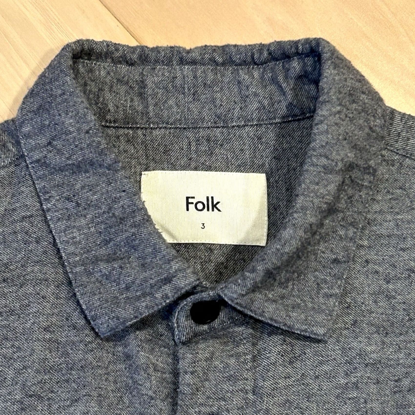 Folk Folk Button-Up Shirt Men's Snap Cotton Long Sleeve Grayish Blue Regular Fit Pocketed 3 Size US M / EU 48-50 / 2 - 3 Thumbnail