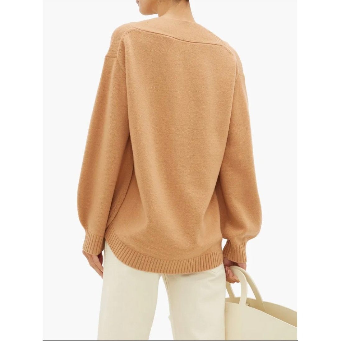 Tibi Tibi Merino Wool V-neck Puff Sleeve Camel Sweater Small Size S / US 4 / IT 40 - 4 Thumbnail