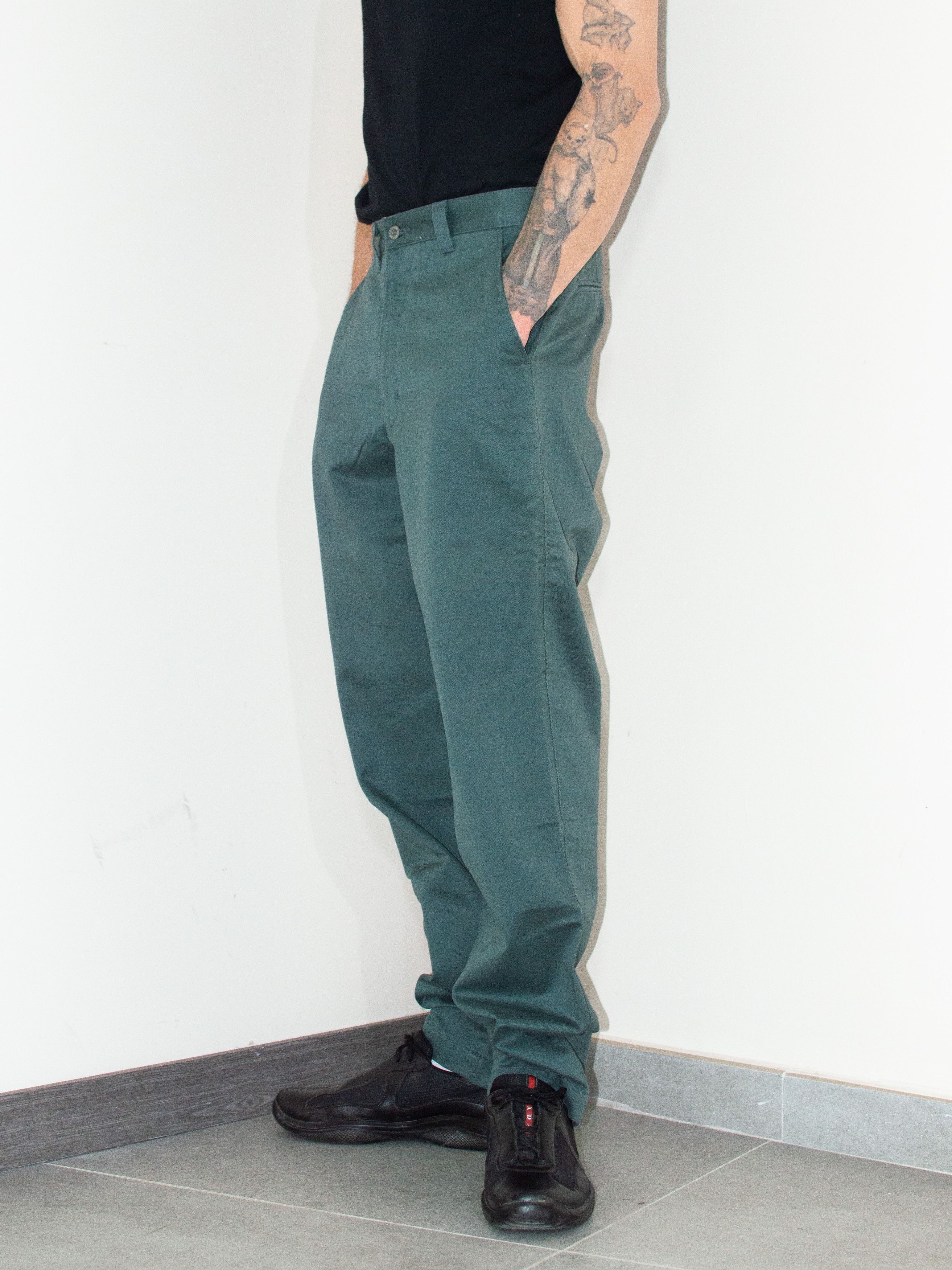 Designer × Dockers × Vintage Vintage 90s Petrol Green Dockers Straight Cotton Trousers Size US 31 - 5 Thumbnail
