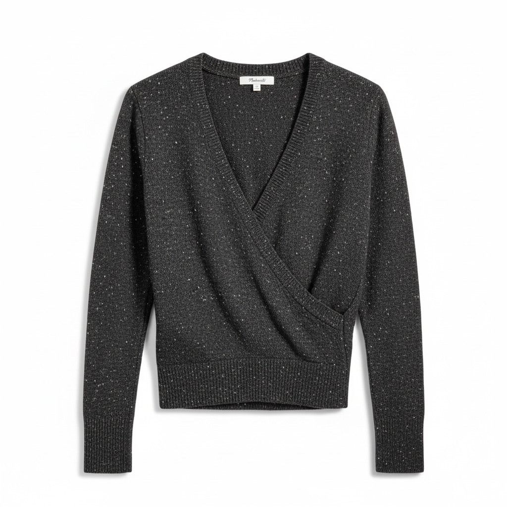 Madewell Madewell Grey Speckle Women XS Wrap Front Wool Blend Sweater Size XS / US 0-2 / IT 36-38 - 1 Thumbnail