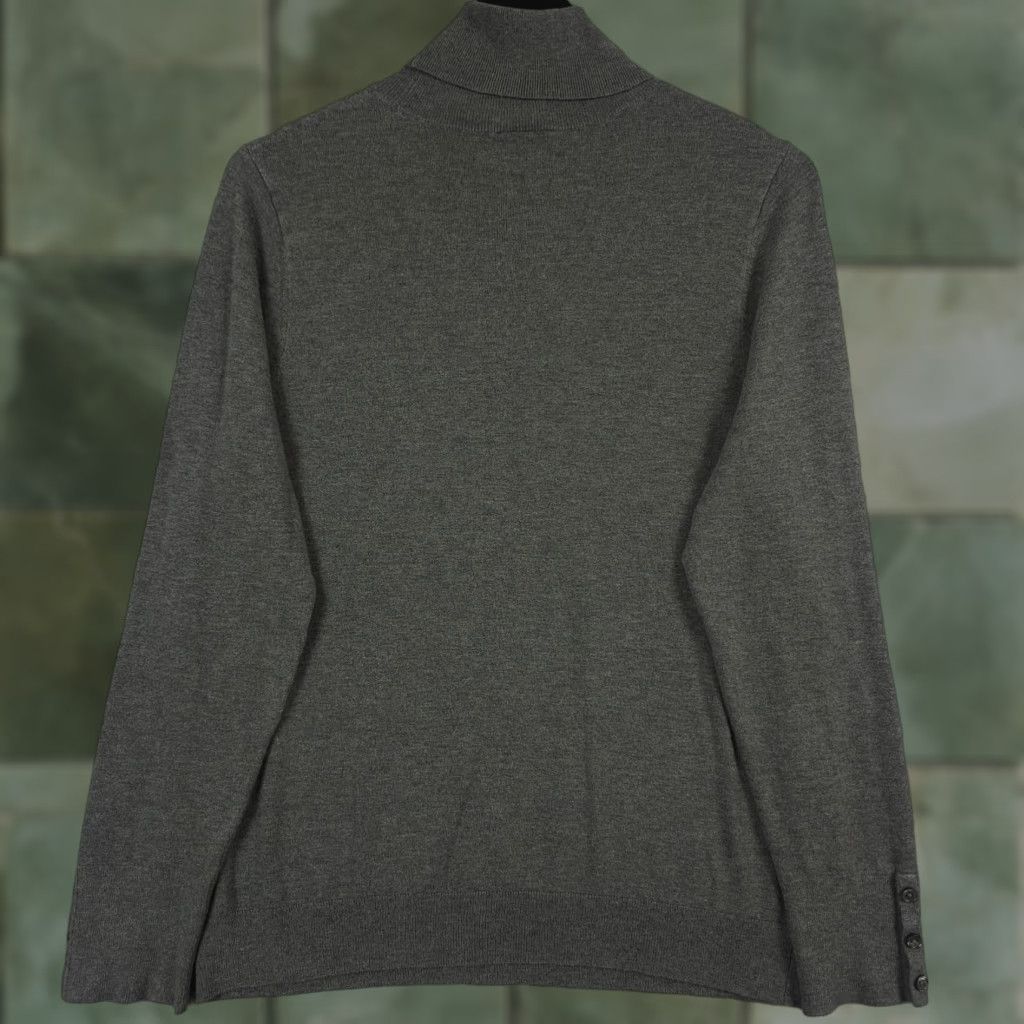 Ann Taylor Ann Taylor Sweater Womens XL Gray Turtleneck Button Cuff Lightweight Pullover Size XL / US 12-14 / IT 48-50 - 1 Thumbnail