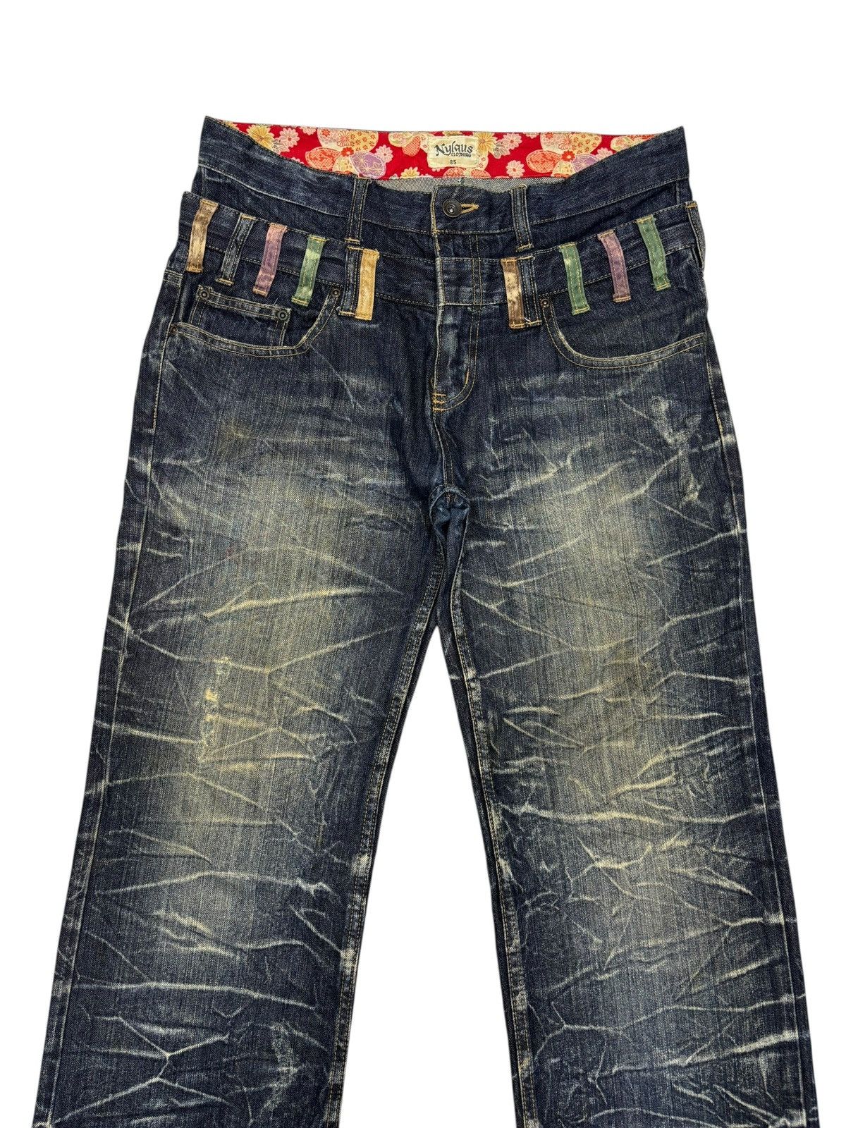 If Six Was Nine 🔥NYLAUS Double Waist Claw Mark Distressed Denim Jeans Size US 32 / EU 48 - 2 Thumbnail