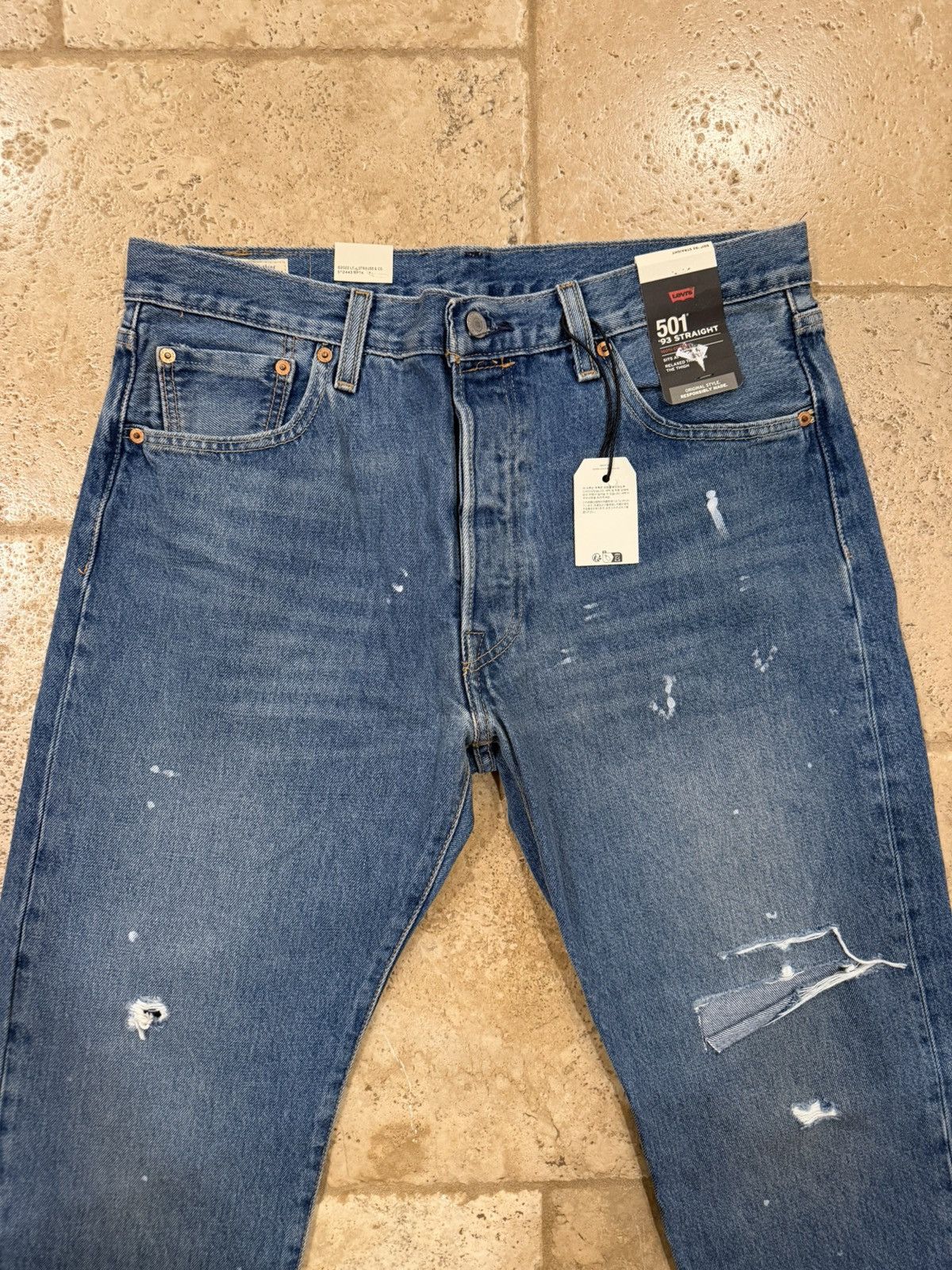 Levi's Vintage Clothing Levi's 501 Vintage '93 Straight Paint Distressed Denim Jeans Size US 36 / EU 52 - 3 Thumbnail