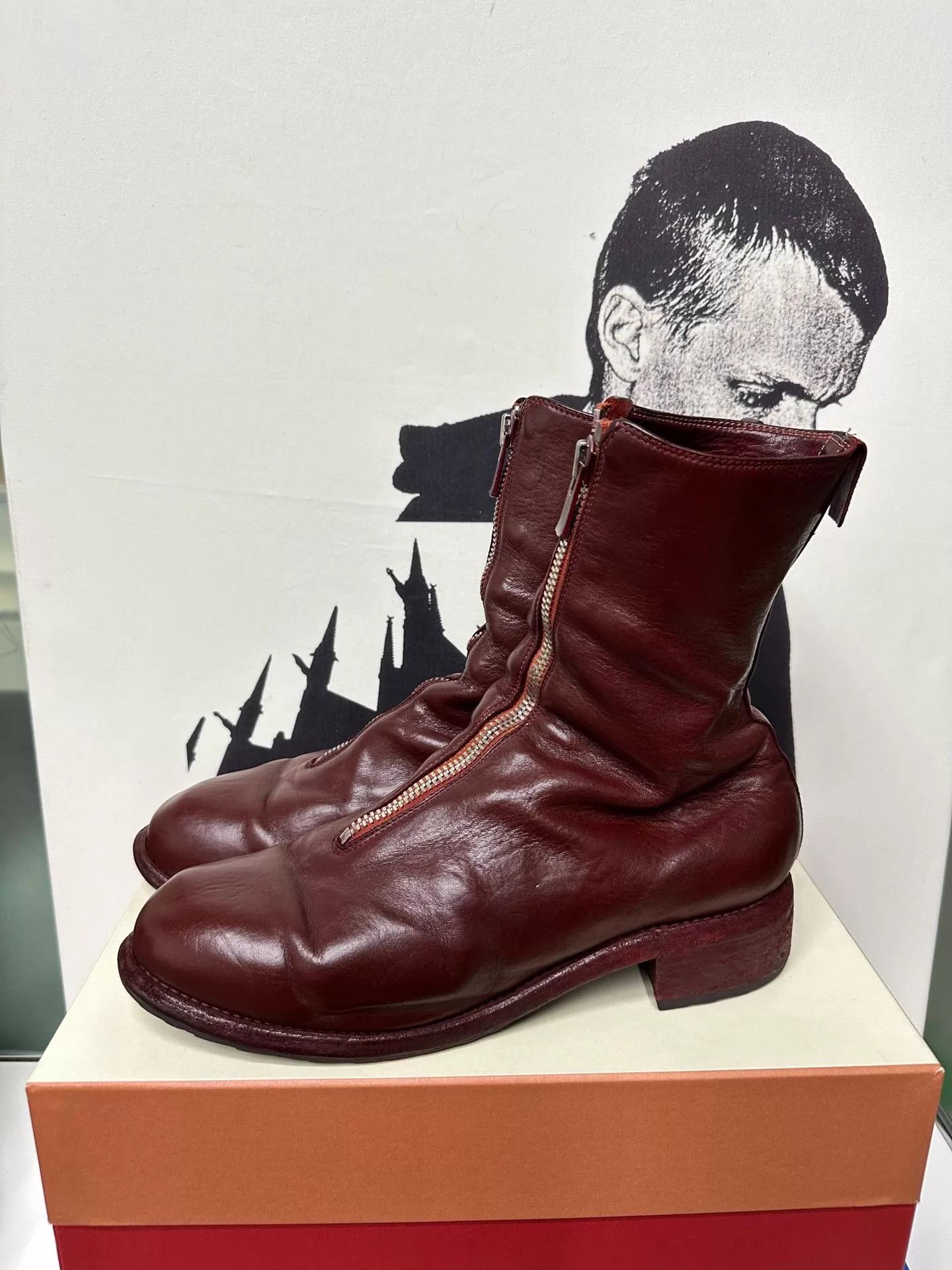 Guidi Guidi Red Distressed Horsehide Boots Size US 9 / EU 42 - 1 Thumbnail