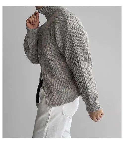 Japanese Brand Vintage Double Zipper Gray L Knit Stand-Up Jacket Coat Size US L / EU 52-54 / 3 - 6 Thumbnail