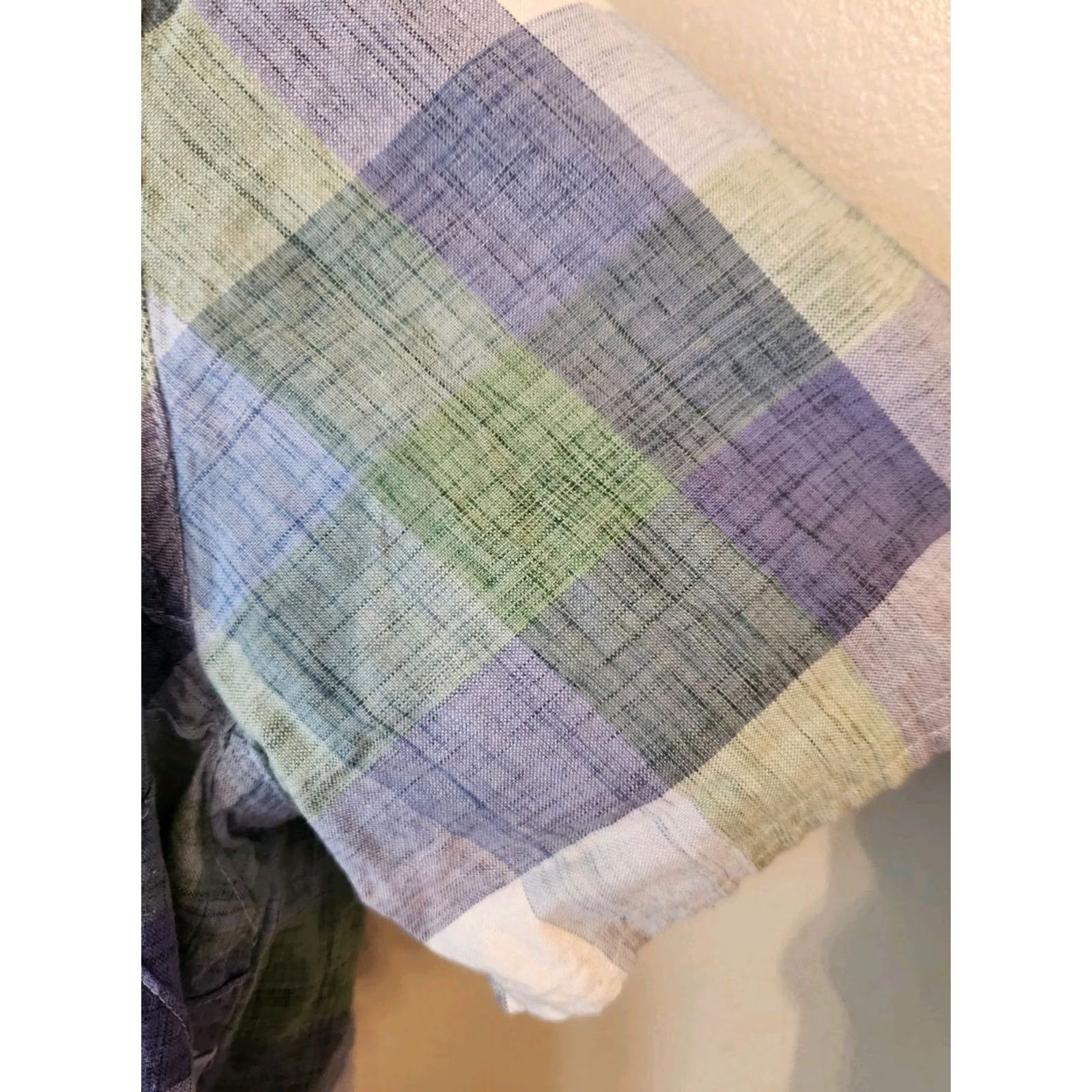 Vintage Classic Elements Button-Up Plaid Shirt 20W Purple Lavender Green Short Sleeve Collared Casual Women Plus Size Women Size 3XL / US 20-22 - 4 Thumbnail