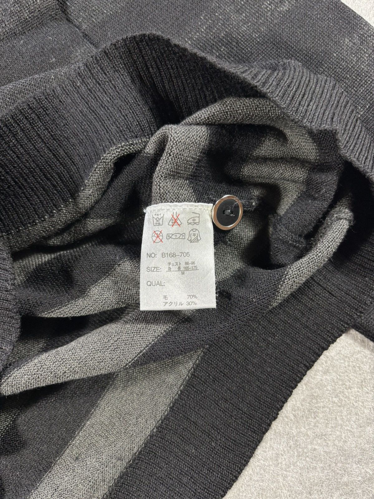Japanese Brand The MO Eternal Black Striped Henley Knit Sweater Size US S / EU 44-46 / 1 - 4 Thumbnail