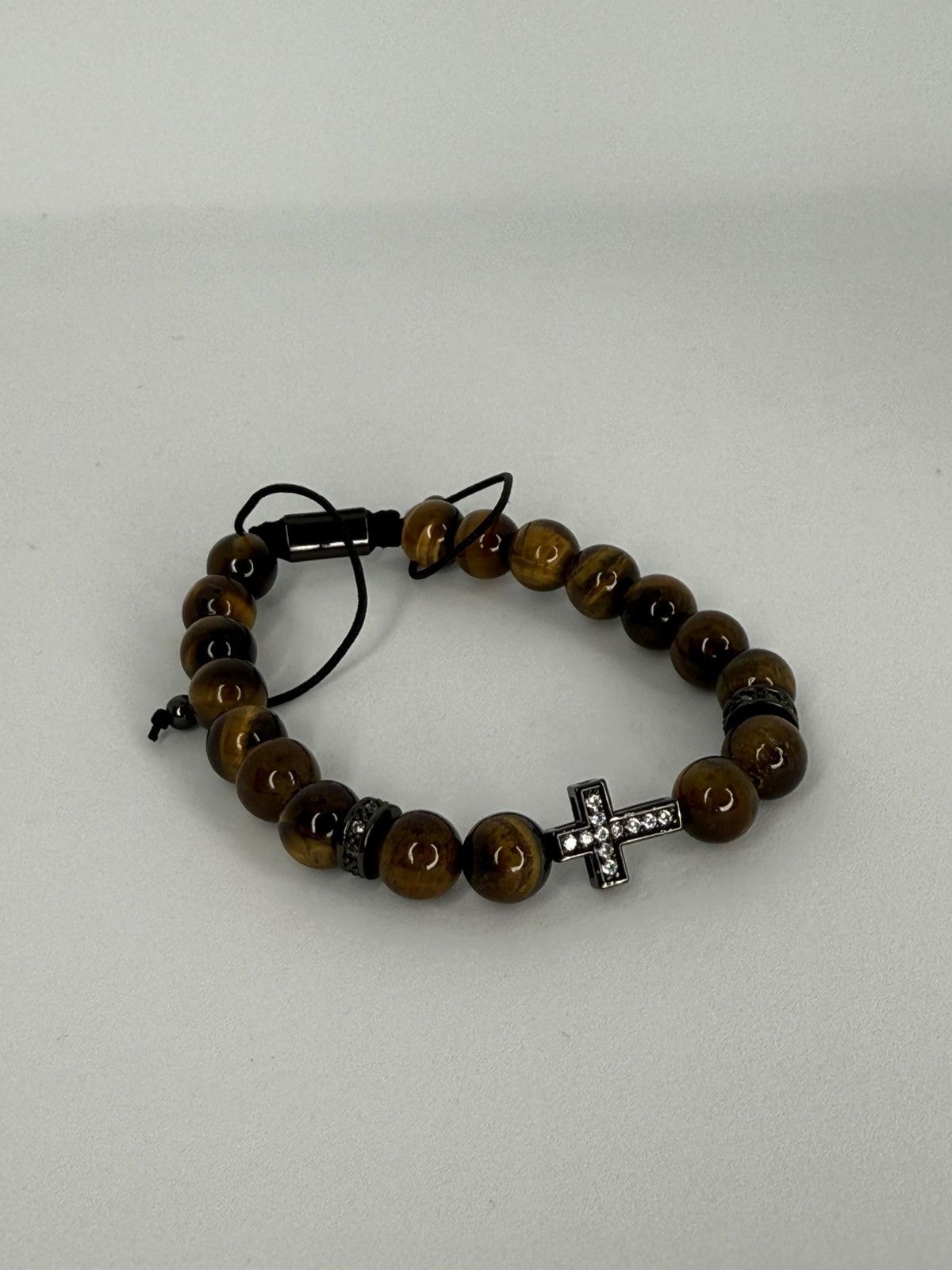 Other Tiger Eye Bead Bracelet with Cross Size ONE SIZE - 1 Thumbnail