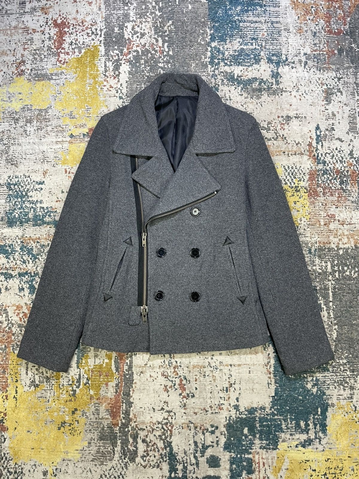 291295=Homme 291295 Wool Double Collar Jacket Size US S / EU 44-46 / 1 - 1 Thumbnail
