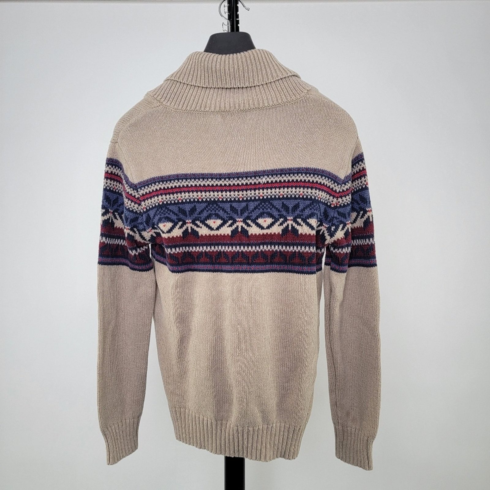 Gap Gap Men's Shawl Neck Fair Isle Oatmeal Pullover Sweater M Size US M / EU 48-50 / 2 - 2 Thumbnail