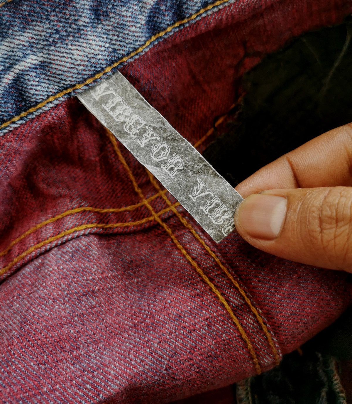 Japanese Brand Reddish Vibgyor Distressed Repair Denim Jeans Size US 33 - 10 Thumbnail