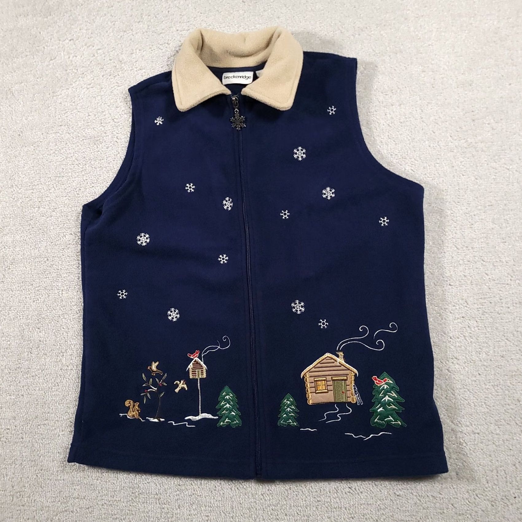 Vintage VINTAGE Breckenridge Fleece Vest Womens Small Blue Winter Embroidered Trees Cabin Snowflakes Vest Womens Small Blue Embroidered Trees Cabin Snowflakes Size S / US 4 / IT 40 - 2 Thumbnail