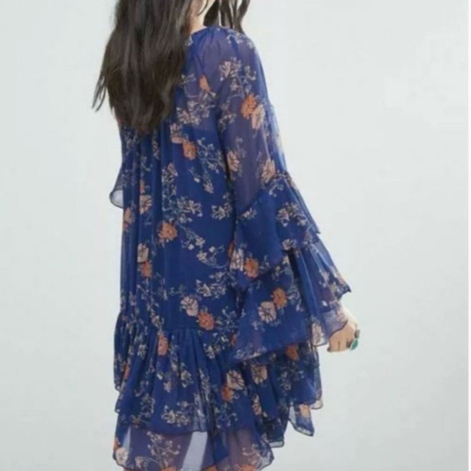 Free People Free People Sunsetter Mini Ruffle Slip Tunic Floral Dress XS Size XS / US 0-2 / IT 36-38 - 3 Thumbnail