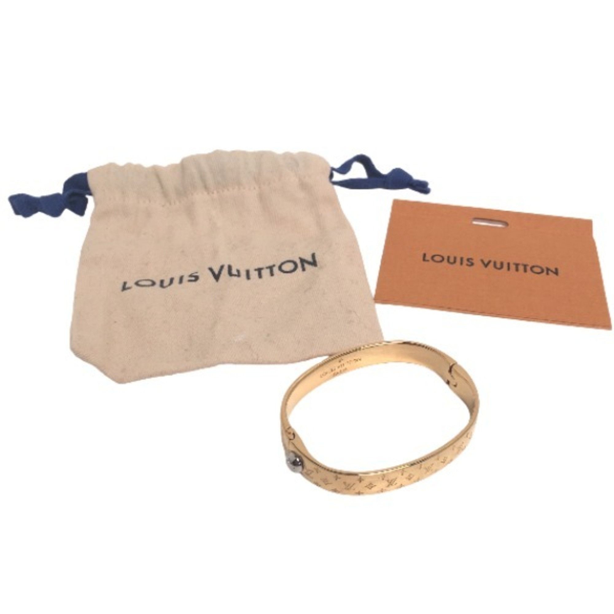 image of Louis Vuitton Cuff Nanogram Monogram S Size M00251 Louis Vuitton Gold Bracelet Lv, Women's