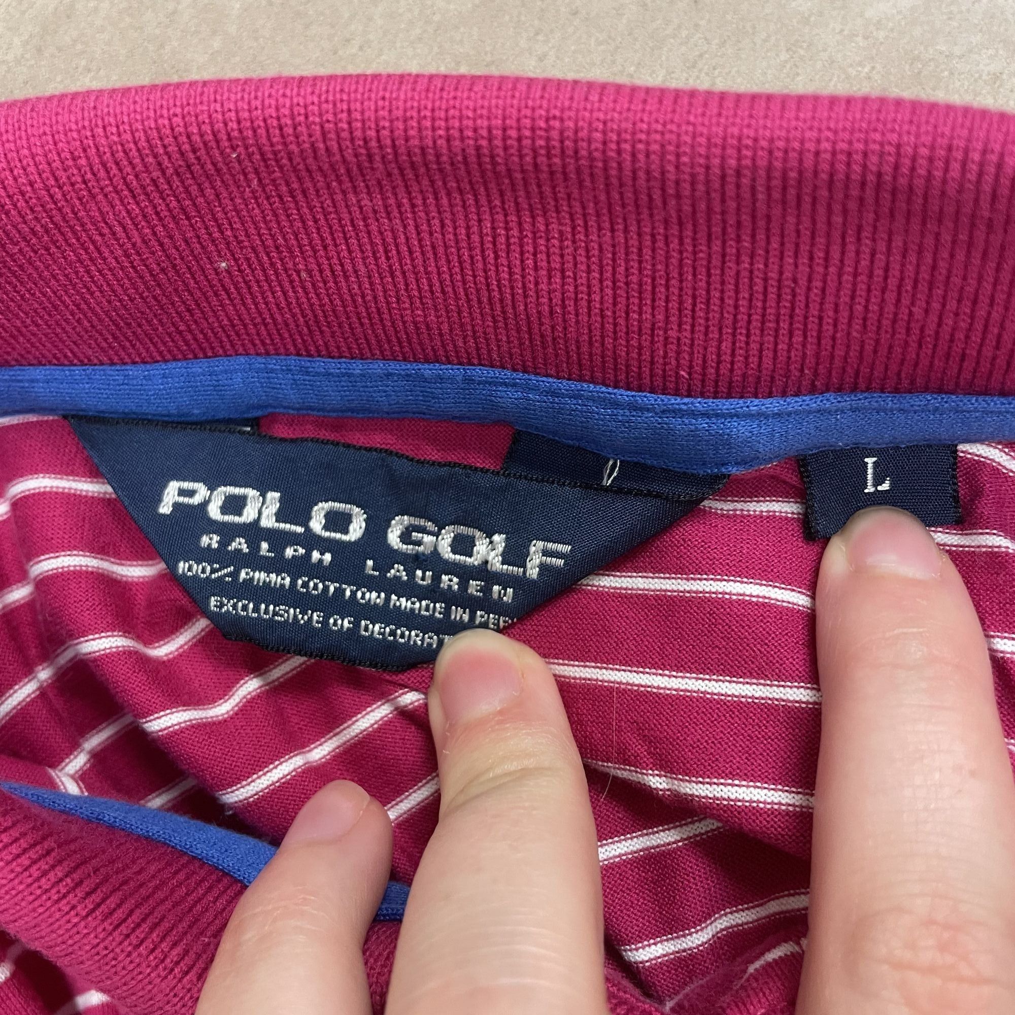 Polo Ralph Lauren Ralph Lauren Men's Maroon Magenta POLO GOLF Pima Cotton Stri Size US L / EU 52-54 / 3 - 5 Thumbnail
