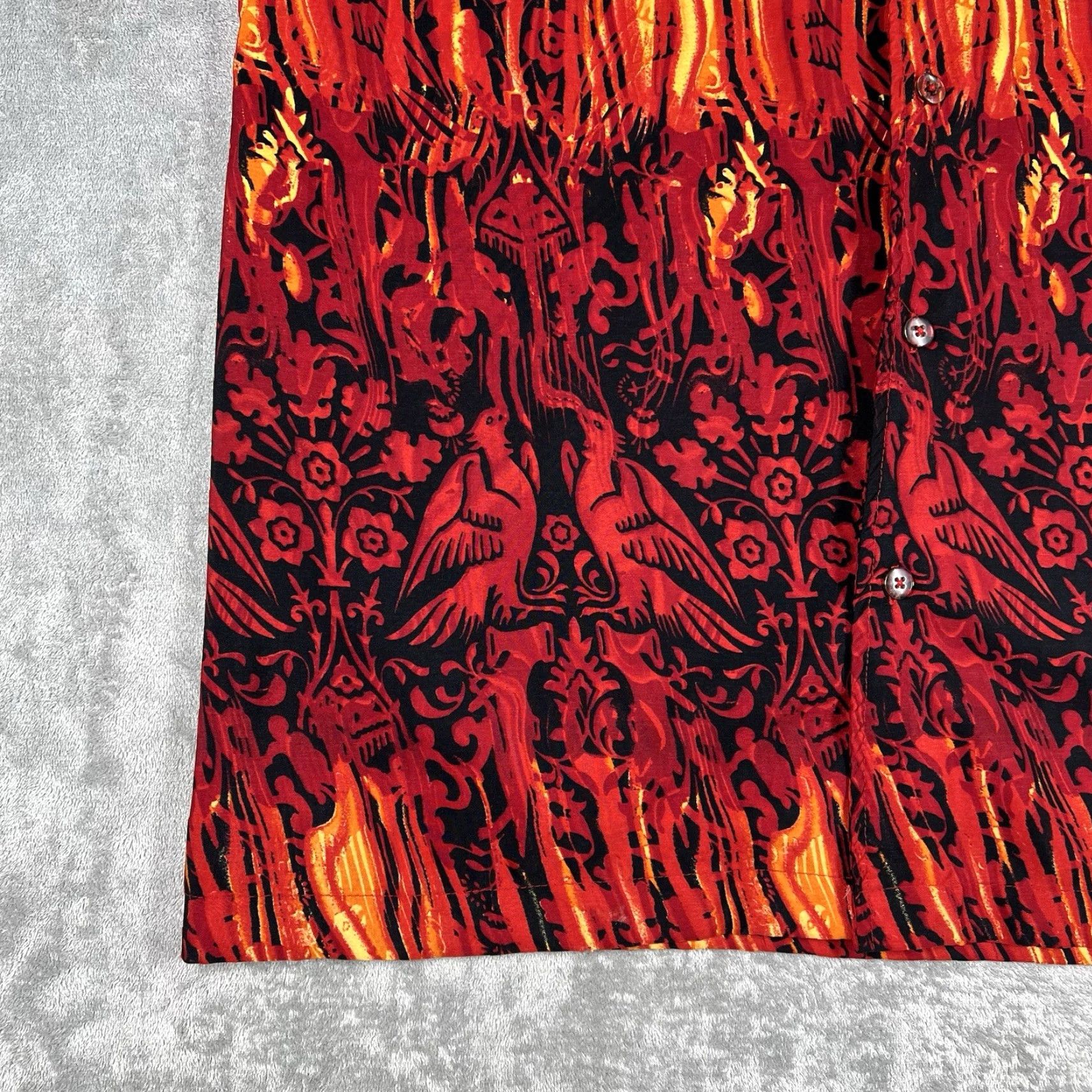 Vintage VINTAGE No Boundaries Button-Up Shirt Mens Large L Graphic Fire Flames Retro Knit? Size US L / EU 52-54 / 3 - 3 Thumbnail