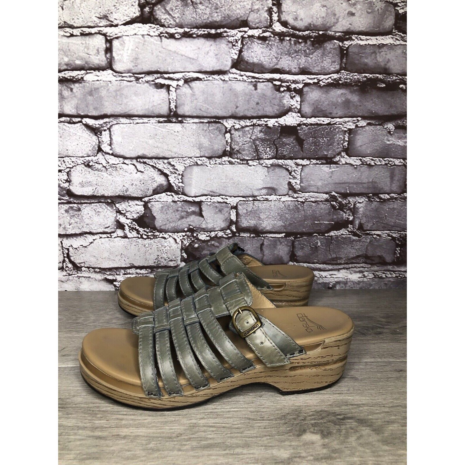 Other Dansko Blue Teal Leather Slide Buckle Straps Clogs Sandals W Size US 7.5 / IT 37.5 - 12 Thumbnail