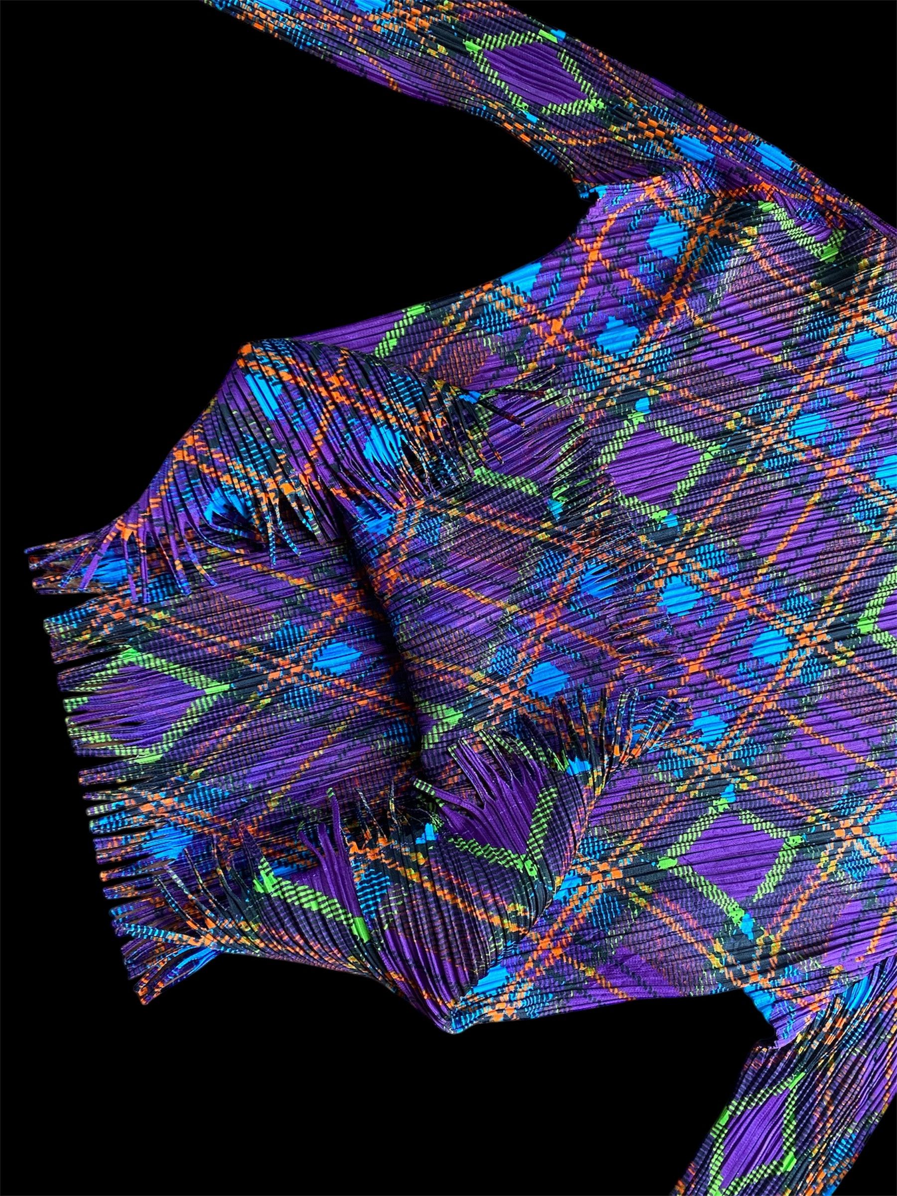 Issey Miyake ISSEY MIYAKE PLEATS PLEASE Argyle Print Fringe Size S / US 4 / IT 40 - 2 Thumbnail