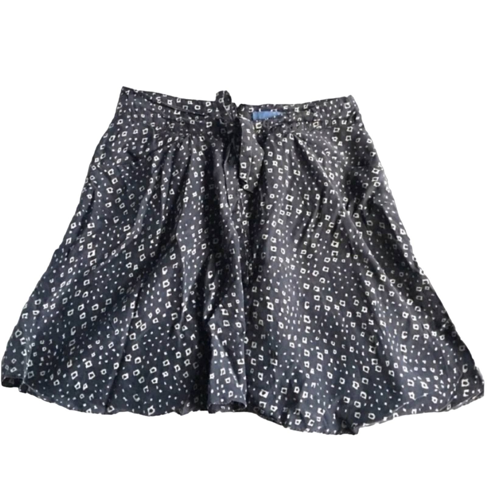 Anthropologie ANTHROPOLOGIE Lil' Silk Grey Navy White Printed Mini Skirt Size 34" / US 12 / IT 48 - 2 Thumbnail