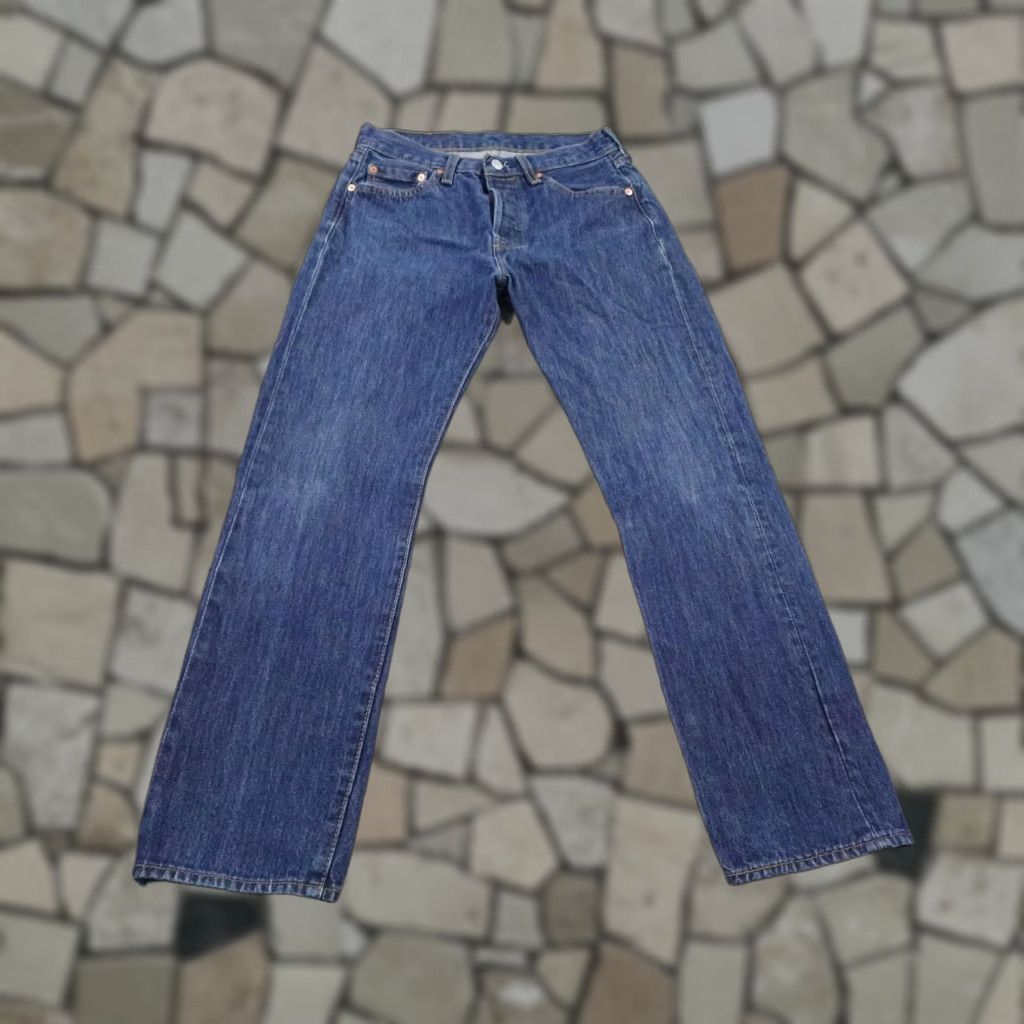 Levi's Levi's Jeans Mens 501 Blue Denim Button Fly Straight Leg 29x30 Vintage? No. 5-Pocket Design Red Tab - Regular Fit, Medium Wash, Cotton - Pants Size US 29 - 1 Thumbnail