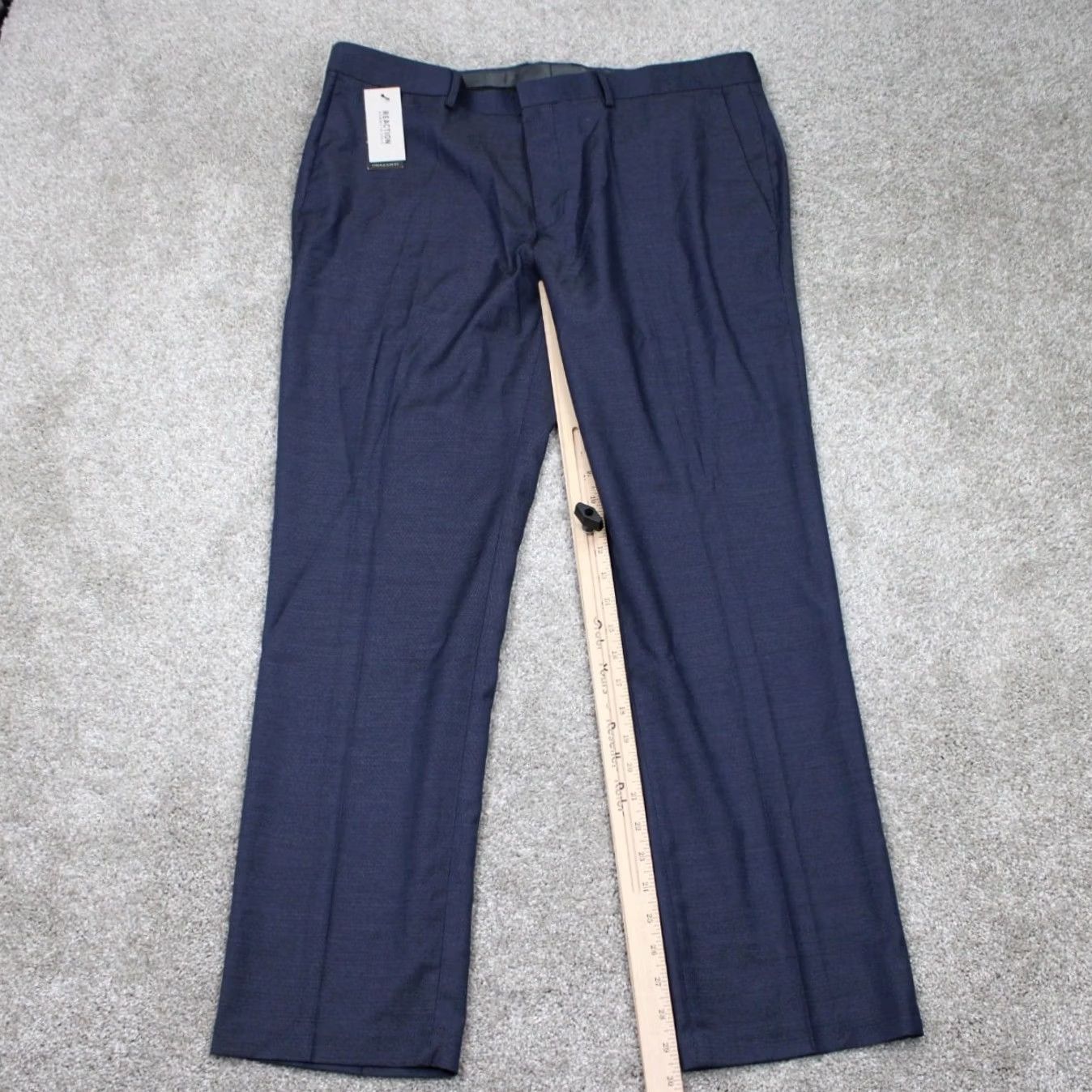 Kenneth Cole Kenneth Cole Reaction Pants Slim Men 38x30 Blue Textured Weave Stretch Flat Front Slim Fit NWT Size US 38 / EU 54 - 3 Thumbnail
