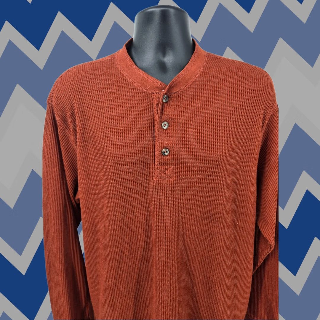 Vintage Alpine Lakes Henley Shirt 2XL Brick Red Thermal Knit Long Sleeve Men Size US XXL / EU 58 / 5 - 1 Thumbnail