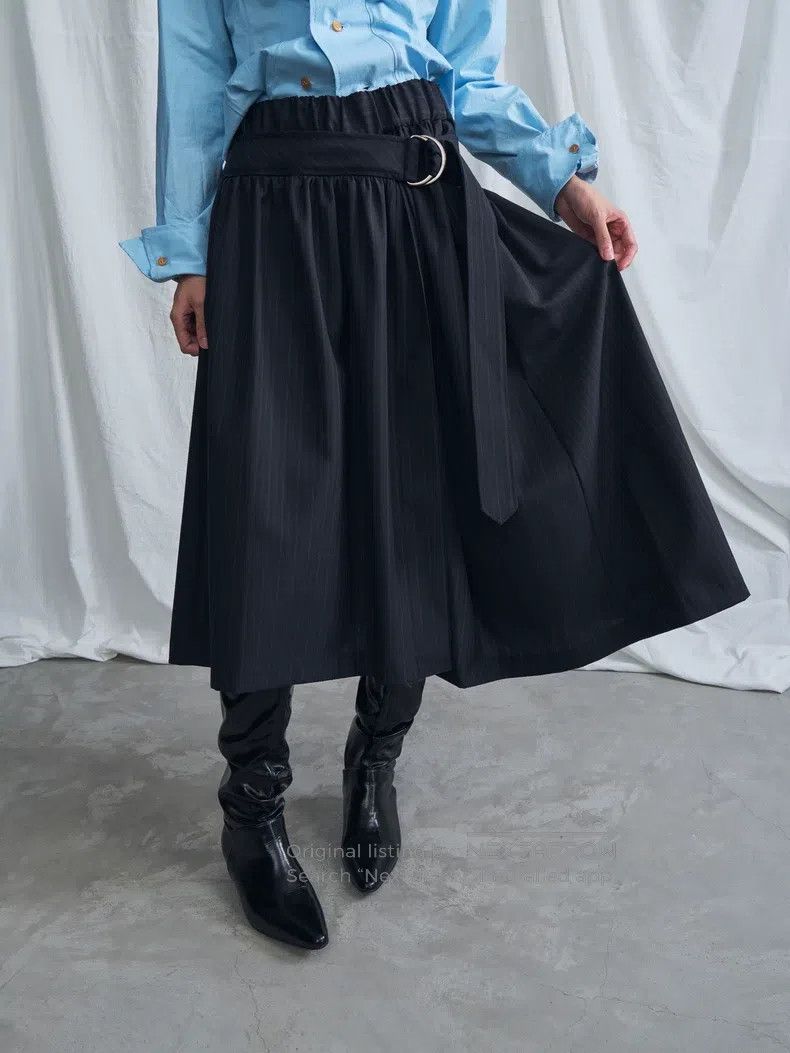 Junya Watanabe Junya Watanabe size XS Navy wool tie waist skirt Size 22" - 2 Thumbnail