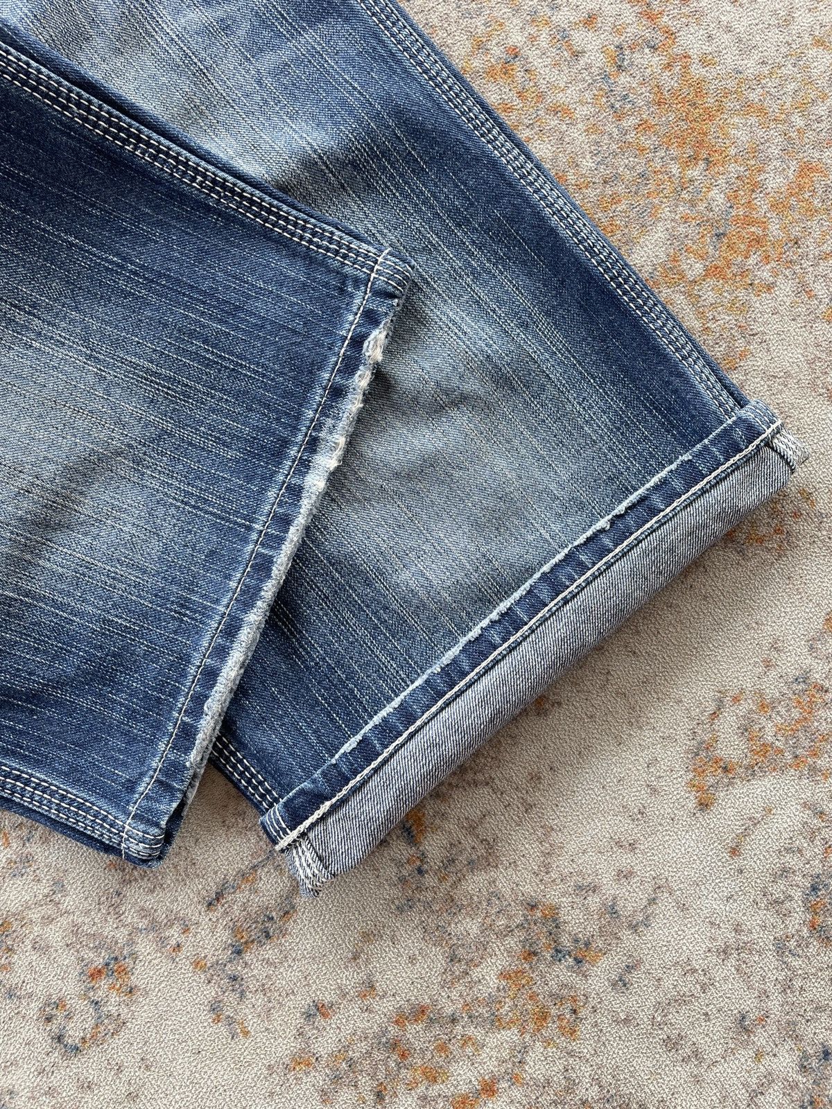 Edwin Edwin 503 Blue Trip Buckle Back Short Jeans Size US 33 - 6 Thumbnail